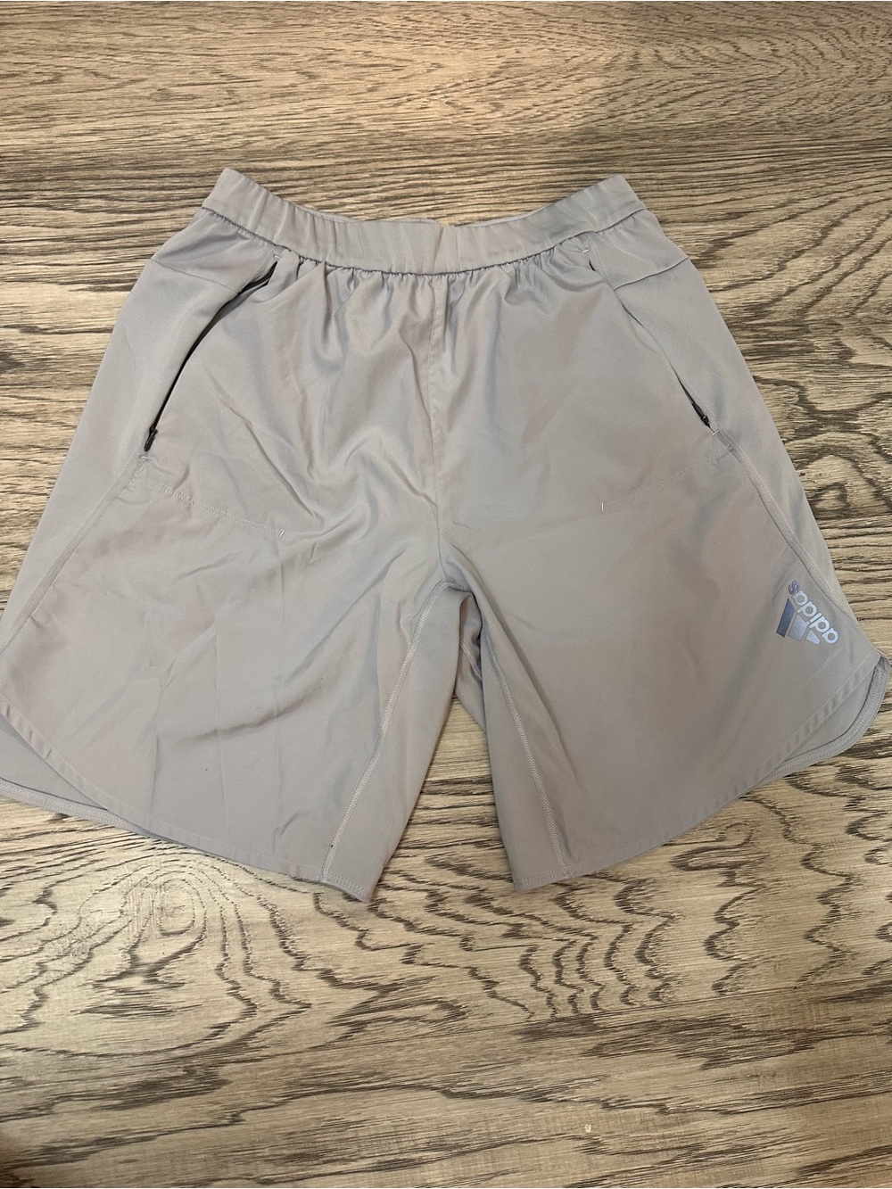 adidas Men’s Gray Athletic Shorts with Zip Pockets